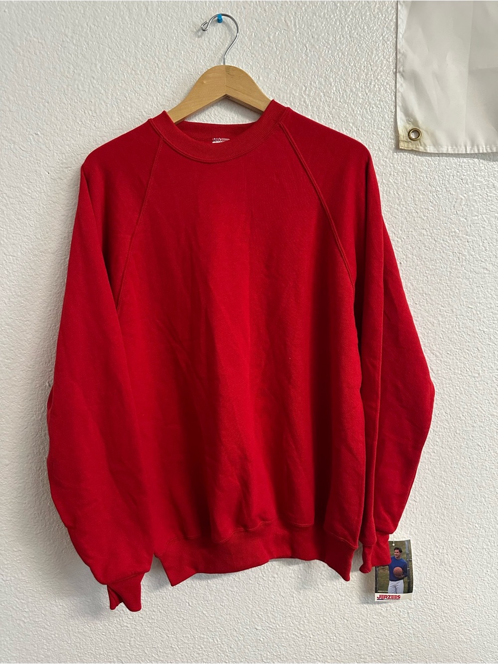 Vintage 90s Jerzees XL Red USA Made Deadstock Blank Crewneck